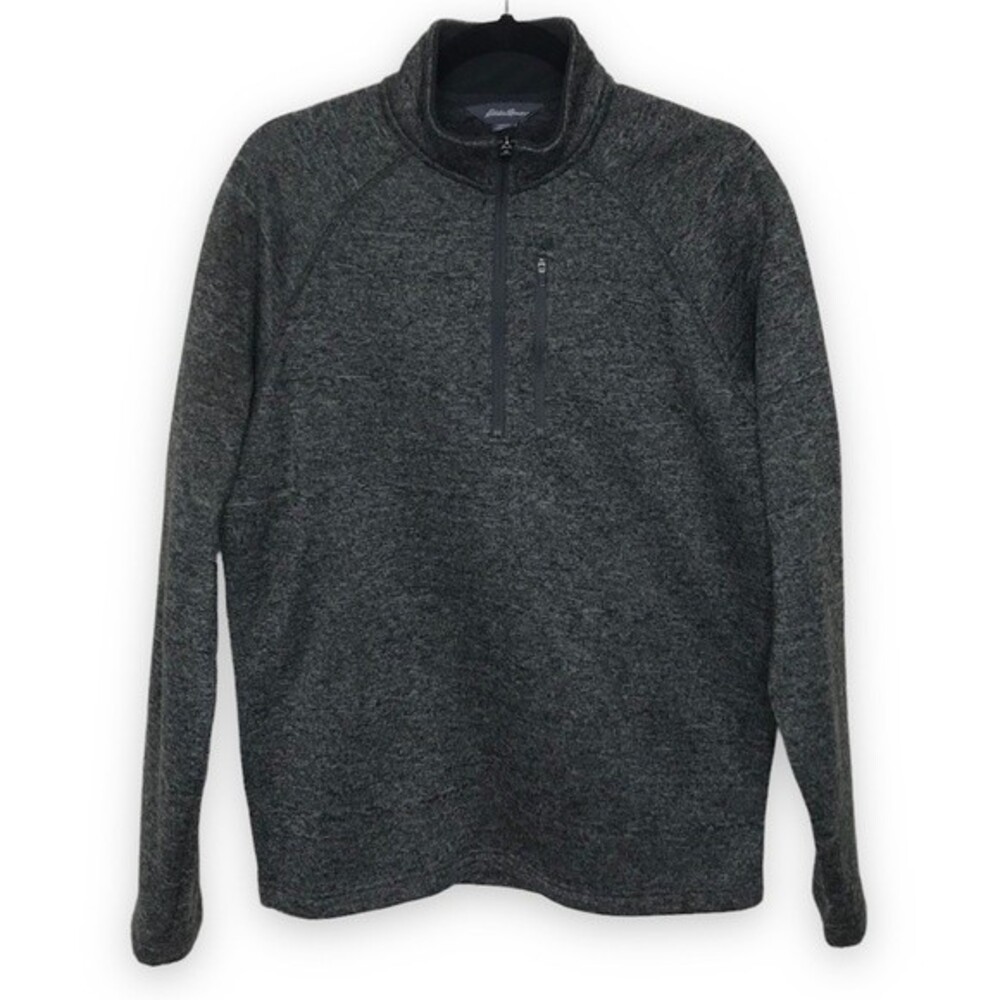 Eddie Bauer 1/4 Zip Pullover Gray Sweater Sweatshirt Long Sleeve Size Medium